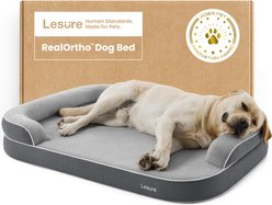 Lesure RealOrtho 3-Layer Orthopedic & Memory Foam Sofa with Removable Cover Dog Bed, Grey, X-Large Pro