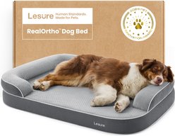 Lesure RealOrtho 3-Layer Orthopedic & Memory Foam Sofa with Removable Cover Dog Bed, Grey, X-Large