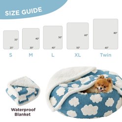 Lesure Waterproof Calming Double-Sided Jacquard Shag & Soft Sherpa Fleece Furniture Protector Dog & Cat Blanket, Blue, Large slide 2 of 6