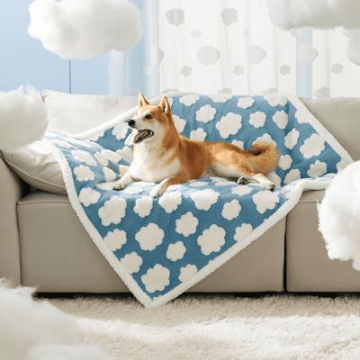 Show full view: Lesure Waterproof Calming Double-Sided Jacquard Shag & Soft Sherpa Fleece Furniture Protector Dog & Cat Blanket, Blue, Large slide 4 of 8