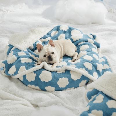 Show full view: Lesure Waterproof Calming Double-Sided Jacquard Shag & Soft Sherpa Fleece Furniture Protector Dog & Cat Blanket, Blue, Medium slide 5 of 9