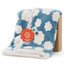 Lesure Waterproof Calming Double-Sided Jacquard Shag & Soft Sherpa Fleece Furniture Protector Dog & Cat Blanket, Blue, Small