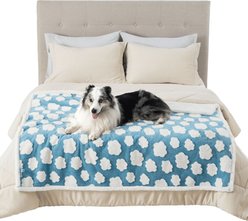 Lesure Waterproof Calming Double-Sided Jacquard Shag & Soft Sherpa Fleece Furniture Protector Dog & Cat Blanket, Blue, X-Large
