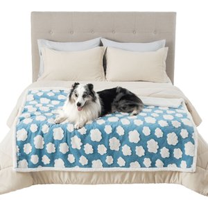 Lesure Waterproof Calming Double-Sided Jacquard Shag & Soft Sherpa Fleece Furniture Protector Dog & Cat Blanket, Blue, X-Large