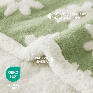 Lesure Waterproof Calming Double-Sided Jacquard Shag & Soft Sherpa Fleece Furniture Protector Dog & Cat Blanket, Green, Large