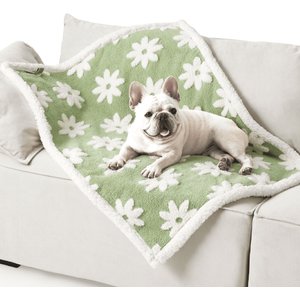 Lesure Waterproof Calming Double-Sided Jacquard Shag & Soft Sherpa Fleece Furniture Protector Dog & Cat Blanket, Green, Medium