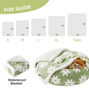 Lesure Waterproof Calming Double-Sided Jacquard Shag & Soft Sherpa Fleece Furniture Protector Dog & Cat Blanket, Green, Medium