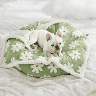Show full view: Lesure Waterproof Calming Double-Sided Jacquard Shag & Soft Sherpa Fleece Furniture Protector Dog & Cat Blanket, Green, Medium slide 5 of 9