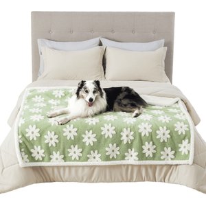 Lesure Waterproof Calming Double-Sided Jacquard Shag & Soft Sherpa Fleece Furniture Protector Dog & Cat Blanket, Green, X-Large