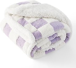 Lesure Waterproof Calming Double-Sided Jacquard Shag & Soft Sherpa Fleece Furniture Protector Dog & Cat Blanket, Purple, Large slide 2 of 6
