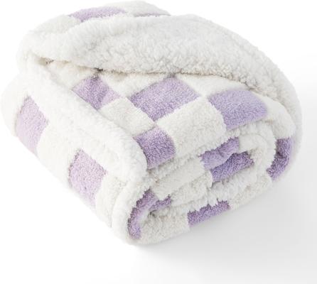 Show full view: Lesure Waterproof Calming Double-Sided Jacquard Shag & Soft Sherpa Fleece Furniture Protector Dog & Cat Blanket, Purple, Large slide 4 of 8