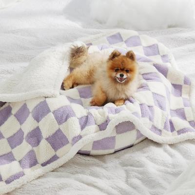 Show full view: Lesure Waterproof Calming Double-Sided Jacquard Shag & Soft Sherpa Fleece Furniture Protector Dog & Cat Blanket, Purple, Small slide 4 of 8