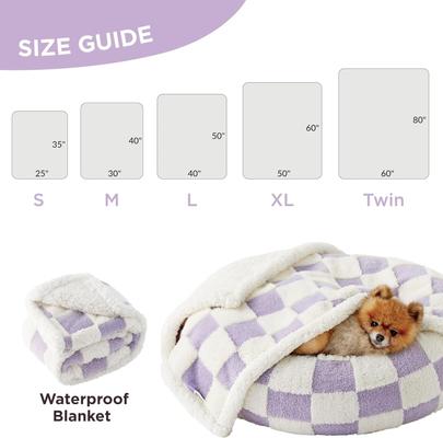 Show full view: Lesure Waterproof Calming Double-Sided Jacquard Shag & Soft Sherpa Fleece Furniture Protector Dog & Cat Blanket, Purple, Small slide 6 of 8