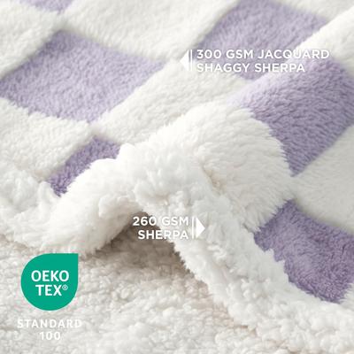 Show full view: Lesure Waterproof Calming Double-Sided Jacquard Shag & Soft Sherpa Fleece Furniture Protector Dog & Cat Blanket, Purple, Small slide 3 of 8