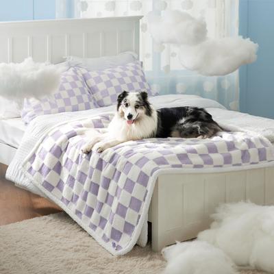 Show full view: Lesure Waterproof Calming Double-Sided Jacquard Shag & Soft Sherpa Fleece Furniture Protector Dog & Cat Blanket, Purple, X-Large slide 6 of 9