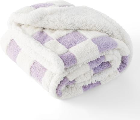Show full view: Lesure Waterproof Calming Double-Sided Jacquard Shag & Soft Sherpa Fleece Furniture Protector Dog & Cat Blanket, Purple, X-Large slide 5 of 9