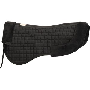 Lettia Coolmax Sherpa Quilted Horse Half Pad with Trim, Black & Black