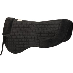 Lettia Coolmax Sherpa Quilted Horse Half Pad with Trim, Black & Black