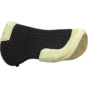 Lettia Coolmax Sherpa Quilted Horse Half Pad with Trim, Black & White