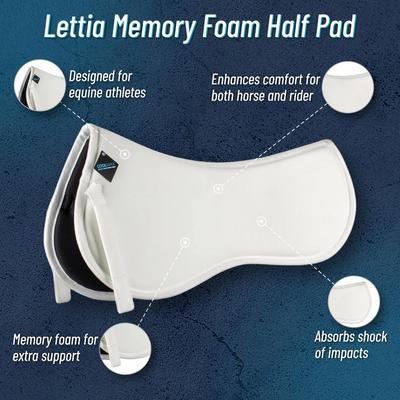 Show full view: Lettia Memory Foam Horse Half Pad, White slide 2 of 2