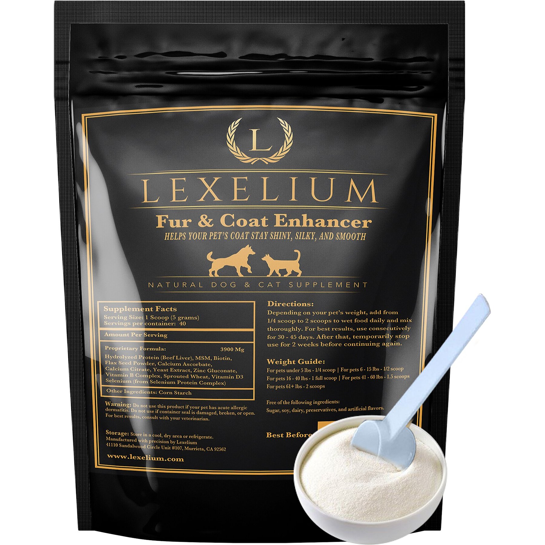 Lexelium Fur & Coat Enhancer Dog & Cat Supplement, 7-oz bag