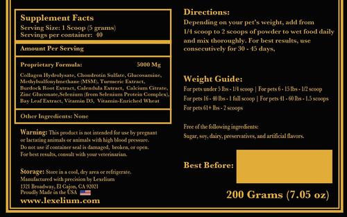 Show full view: Lexelium Hip & Joint Support Dog & Cat Supplement, 7-oz bag slide 8 of 8