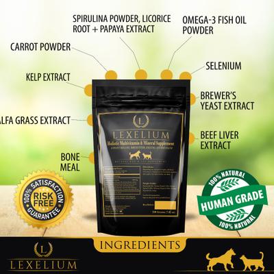 Show full view: Lexelium Holistic Multivitamin & Mineral Supplement Dog & Cat Supplement, 7-oz bag slide 4 of 8