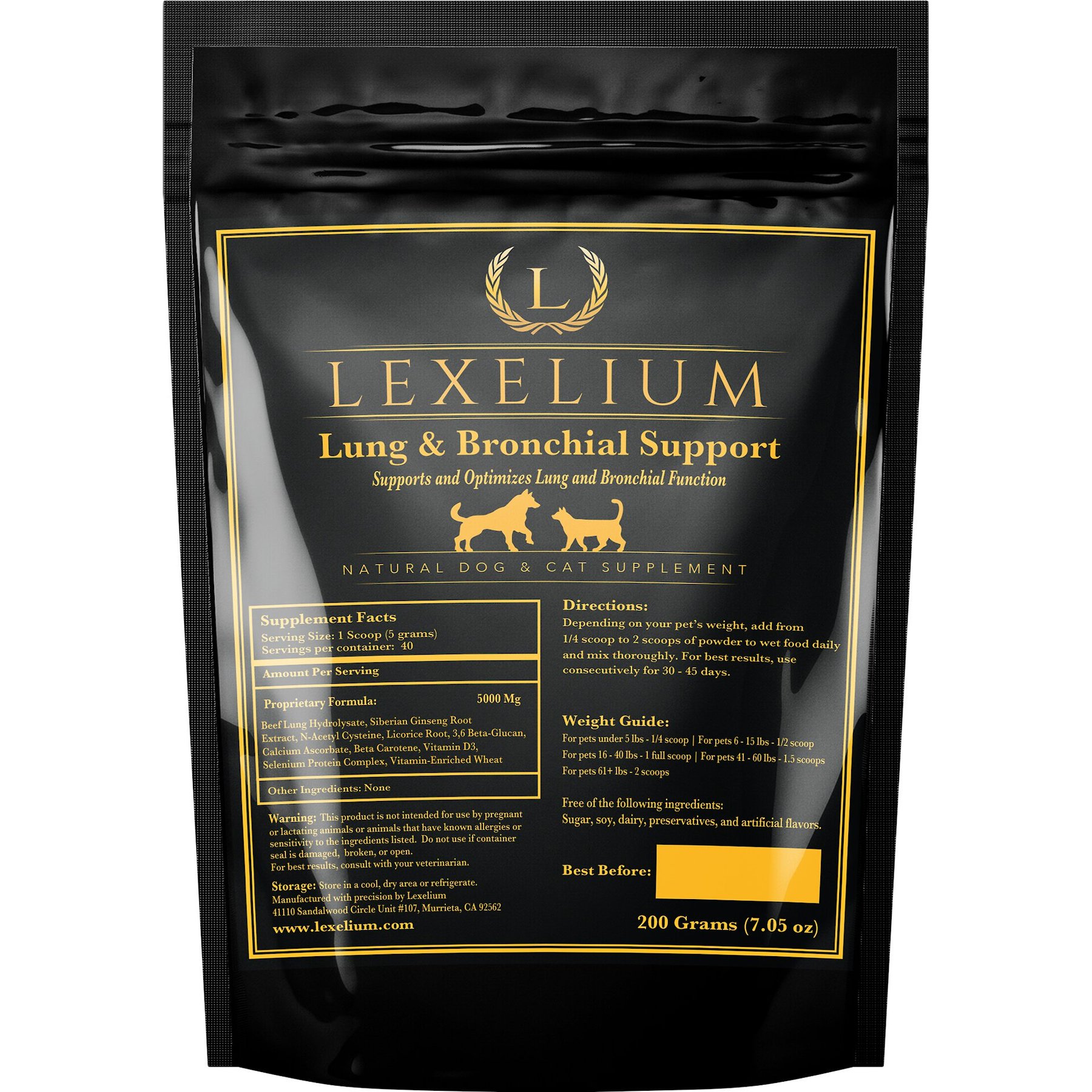 Lexelium Lung & Bronchial Support Dog & Cat Supplement, 7-oz bag