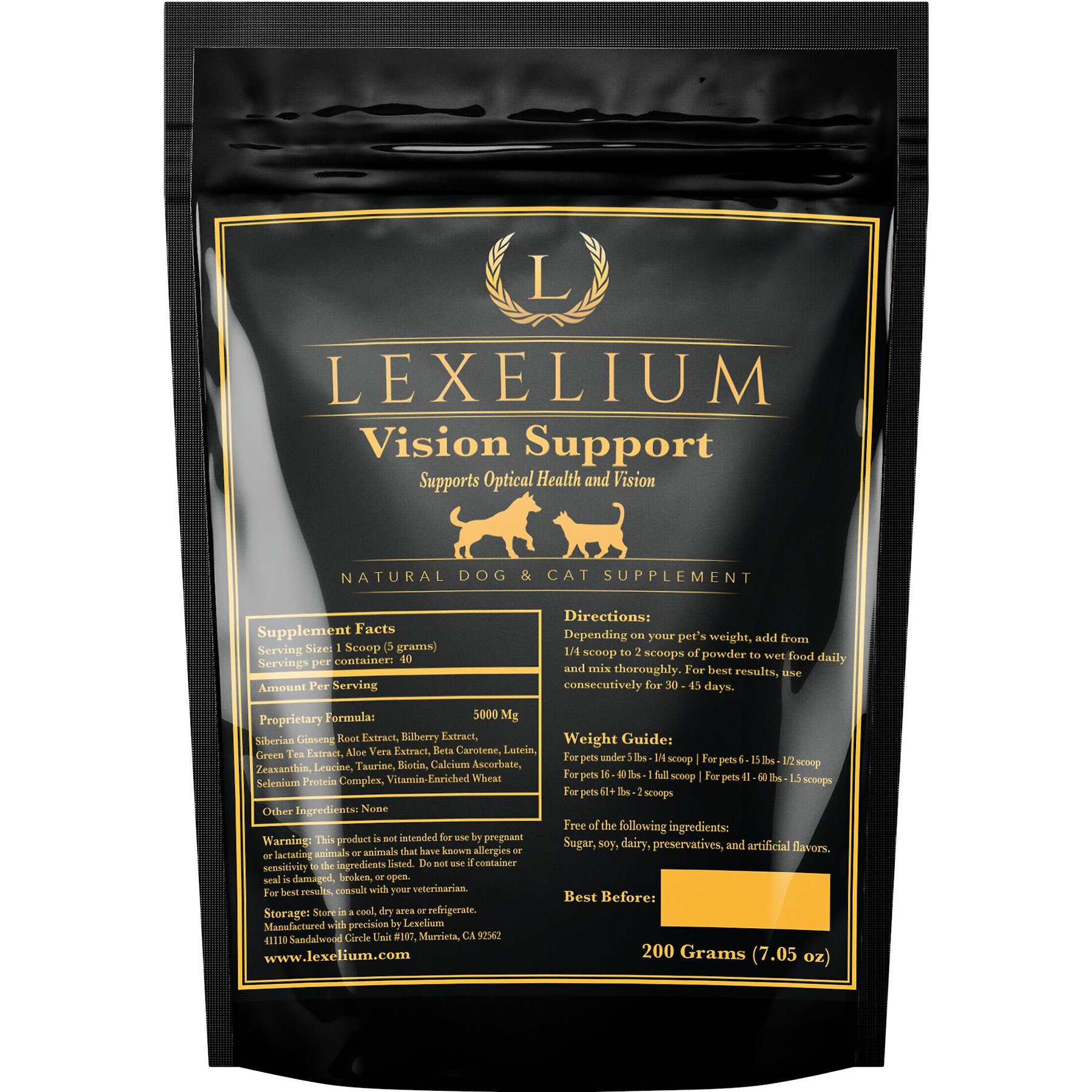 Lexelium Vision Support Dog & Cat Supplement, 7-oz bag