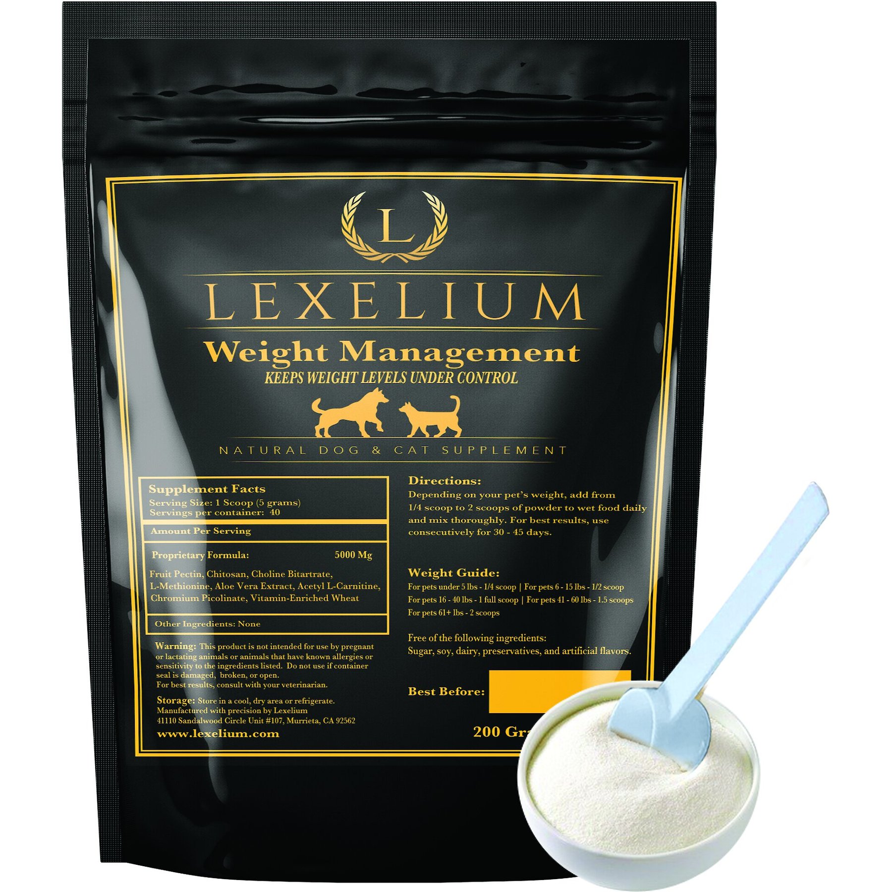 Lexelium Weight Management Dog & Cat Supplement, 7-oz bag
