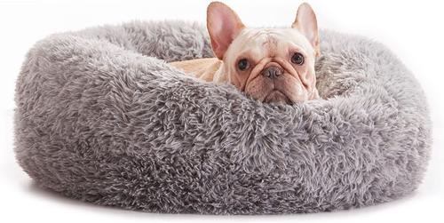 Show full view: LFC PETS Calming Anti-Anxiety Donut Dog & Cat Bed, Grey, Small slide 5 of 7