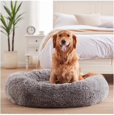 Show full view: LFC PETS Calming Anti-Anxiety Donut Dog & Cat Bed, Grey, Large slide 5 of 7
