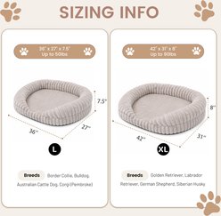 LFC PETS Croissant-Shaped Calming Bolster Dog & Cat Bed with Removable Washable Cover, Oatmeal, Large slide 2 of 8