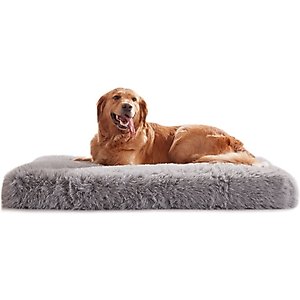 LFC PETS Fluffy Orthopedic Dog & Cat Bed with Waterproof Removable Cover, Grey, Large