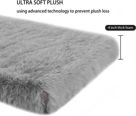 Show full view: LFC PETS Fluffy Orthopedic Dog & Cat Bed with Waterproof Removable Cover, Grey, Large slide 8 of 9