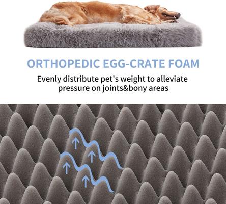 Show full view: LFC PETS Fluffy Orthopedic Dog & Cat Bed with Waterproof Removable Cover, Grey, Medium slide 7 of 8