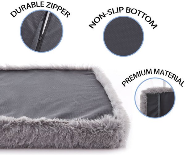 Show full view: LFC PETS Fluffy Orthopedic Dog & Cat Bed with Waterproof Removable Cover, Grey, Medium slide 6 of 8