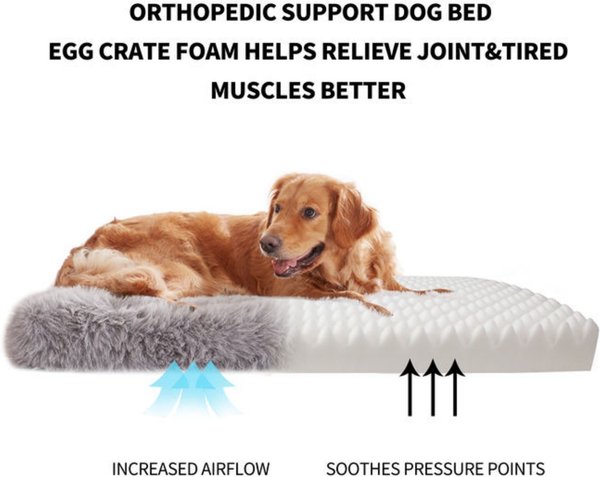 Show full view: LFC PETS Fluffy Orthopedic Dog & Cat Bed with Waterproof Removable Cover, Grey, XX-Large slide 9 of 10
