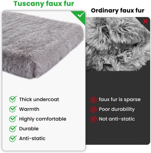 Show full view: LFC PETS Fluffy Orthopedic Dog & Cat Bed with Waterproof Removable Cover, Grey, XX-Large slide 6 of 10