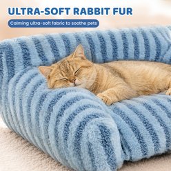 LFC PETS Foldable Soft Plush Sofa Bolster Dog & Cat Bed with Removable Washable Cover, Blue, Small slide 2 of 9