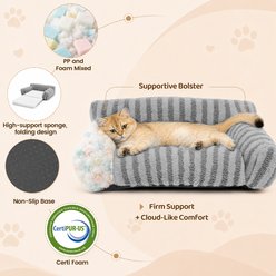 LFC PETS Foldable Soft Plush Sofa Bolster Dog & Cat Bed with Removable Washable Cover, Dark Grey, Small slide 2 of 9