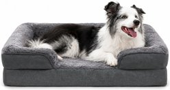 LFC PETS High-Back Sofa with Removable Washable Cover Orthopedic Bolster Dog Bed, Dark Grey, Large