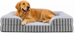 LFC PETS Orthopedic Memory Foam Bolster Dog Bed with Removable Washable Cover, Grey, Large