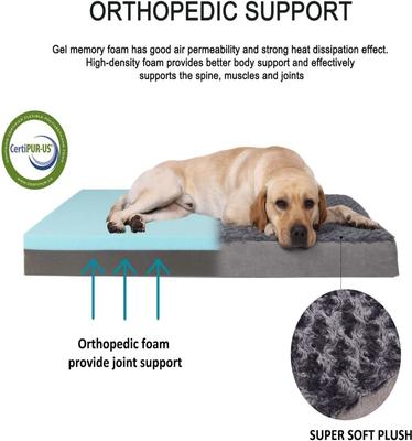 Show full view: LFC PETS Orthopedic Memory Foam Dog & Cat Bed with Removable Cover, Grey, X-Large slide 8 of 9