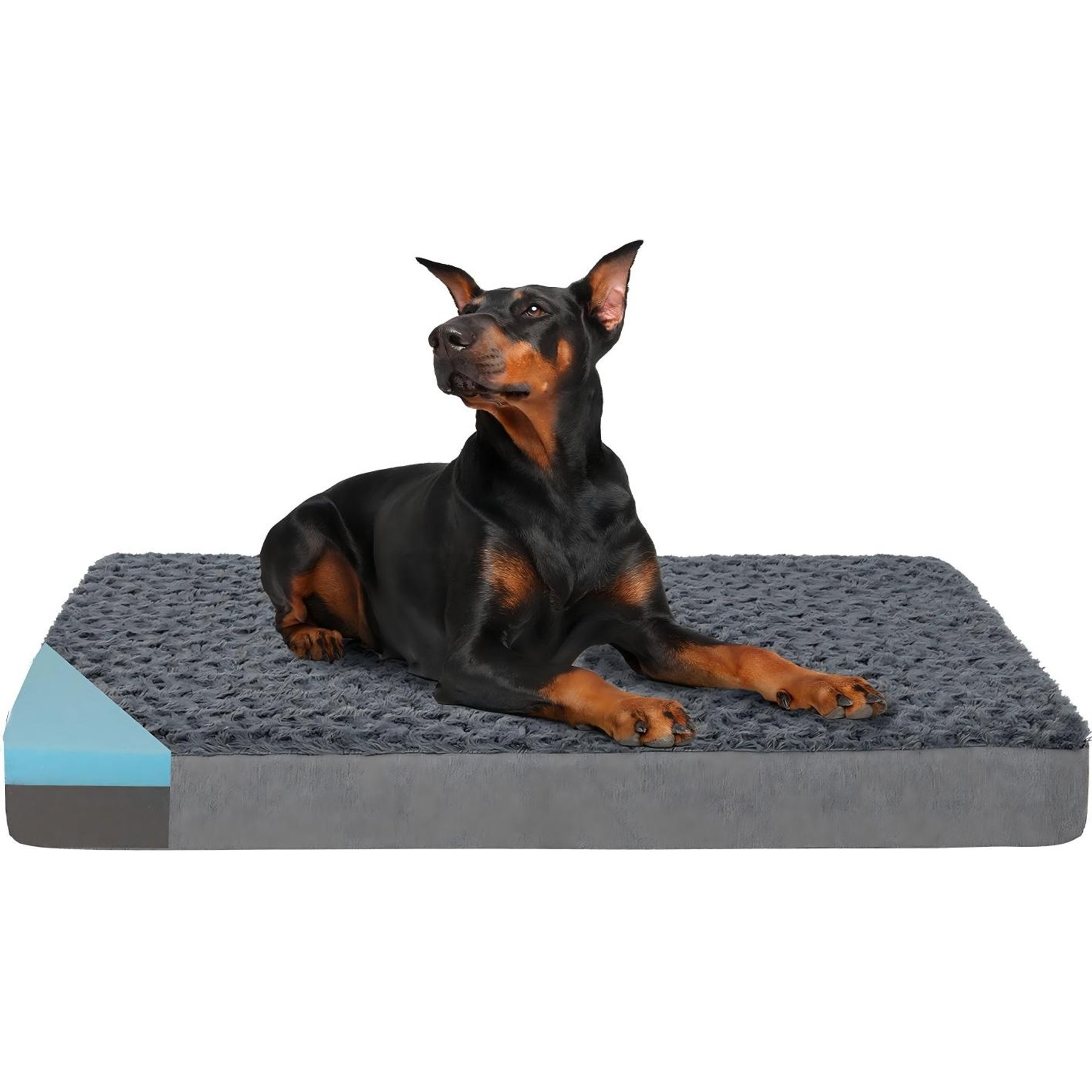 LFC PETS Orthopedic Memory Foam Fur Fabric Dog Bed with Removable Cover, Grey, XX-Large