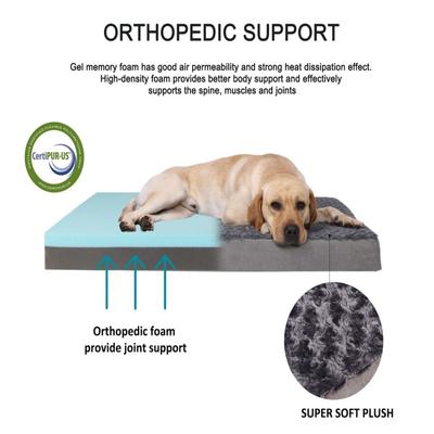 Show full view: LFC PETS Orthopedic Memory Foam Dog & Cat Bed with Removable Cover, Grey, XX-Large slide 4 of 9