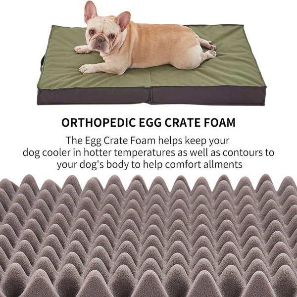 Show full view: LFC PETS Outdoor Waterproof Orthopedic Dog & Cat Bed with Removable Cover, Olive Green, Large slide 6 of 7