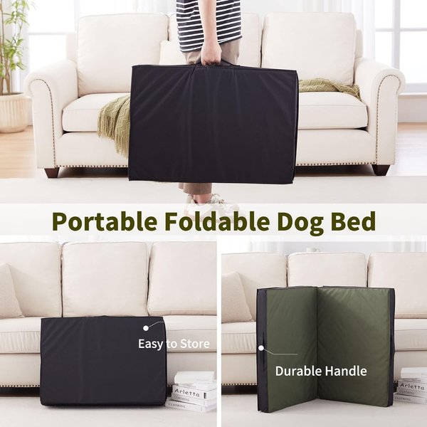 Show full view: LFC PETS Outdoor Waterproof Orthopedic Dog & Cat Bed with Removable Cover, Olive Green, Large slide 5 of 7