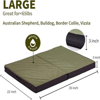 Show full view: LFC PETS Outdoor Waterproof Orthopedic Dog & Cat Bed with Removable Cover, Olive Green, Large slide 2 of 7