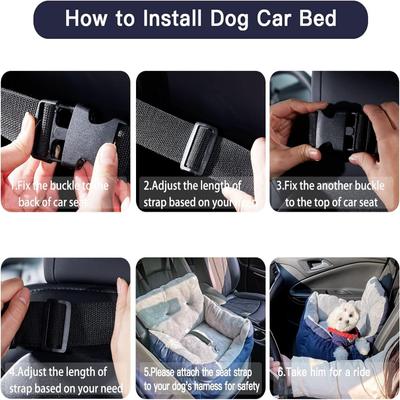 Show full view: LFC PETS Portable Dog & Cat Car Seat Bed with Clip-On Safety Leash, Blue slide 5 of 8